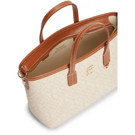 Tommy Hilfiger TH Monoplay Mini Tote Schultertasche Kunstleder Beige/Braun