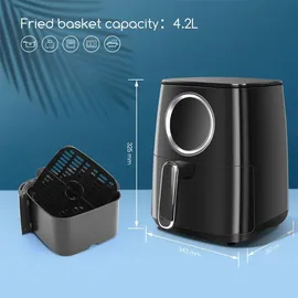 Aigostar Air Fryer 4.2L, Heißuftfritteuse, XXL,Heissluft Fritteusen ohne Öl,8 Menü und Rezept, LED-Touchscreen, 1400W,BPA-frei