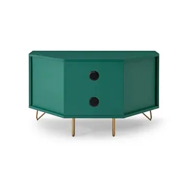 SalesFever Eck TV-Lowboard 100 x 58 x 50 cm Grün/Gold MDF/Metall