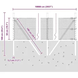 vidaXL Zaunpfosten 100 x 0,5 m Grau/Stahl