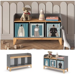 VitaliSpa Sitzbank Malia 107x64cm grau, Bank für Kinderzimmer, 3 große Fächer