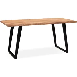 FineBuy Schreibtisch Akazie massiv / Schwarz