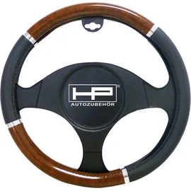 HP Autozubehör Lenkradbezug (Ø x H) 39 cm x 4 cm Polyurethan (PU) 3-farbig, Schwarz, Holz, Aluminium 37 - 39 cm