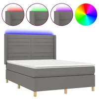 VidaXL Boxspringbett mit Matratze & LED Dunkelgrau 140x200 cm
