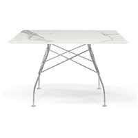 Kartell Glossy Marble Tisch quadratisch verchromt / Marmoroptik weiß