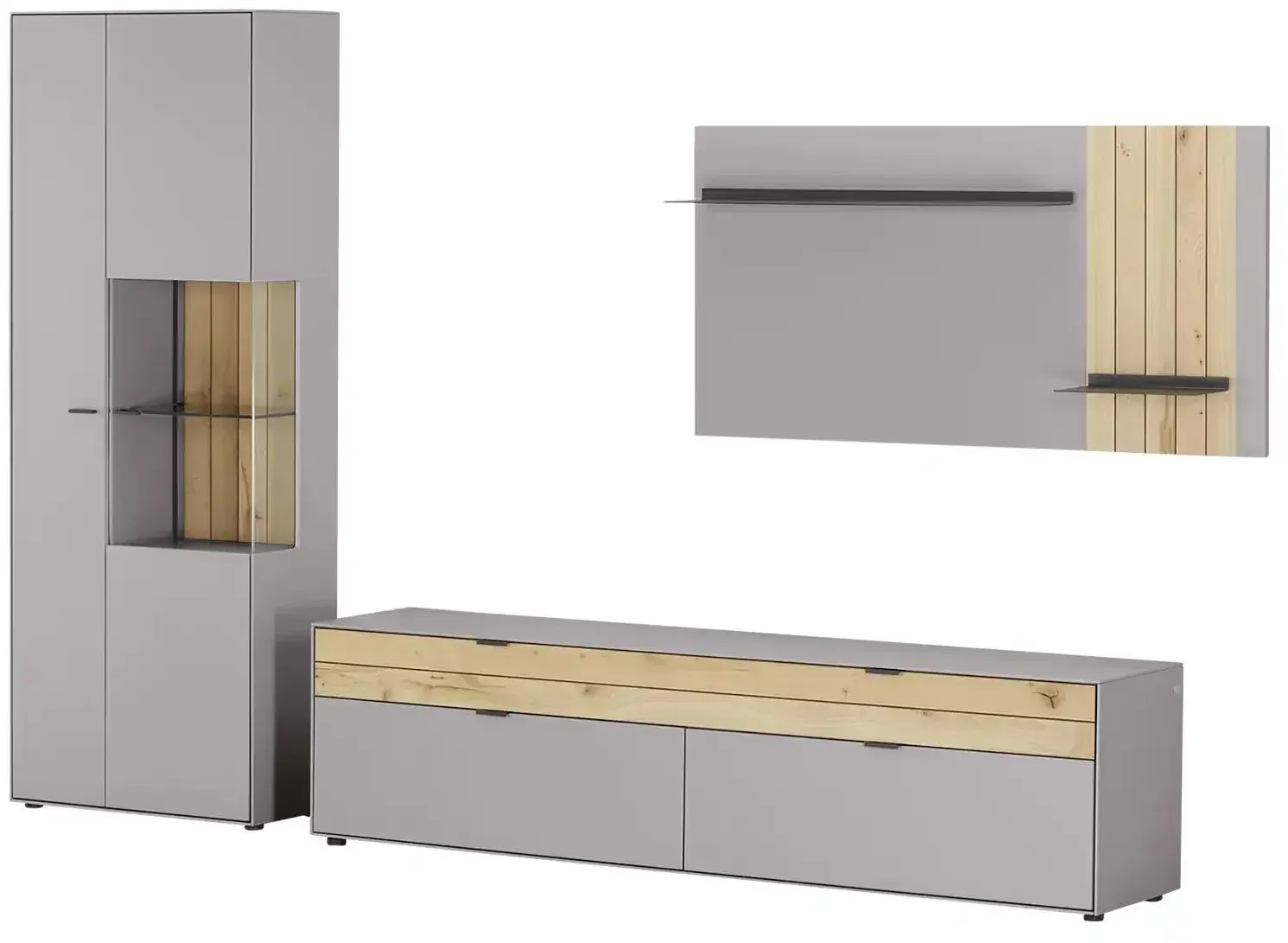 Jette Home Wohnkombination  Como , grau , Maße (cm): B: 333 H: 206 T: 46.0