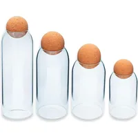 Intirilife Aufbewahrungsbehälter Set aus Glas mit Kork-Kugel 4-teiliges Set
