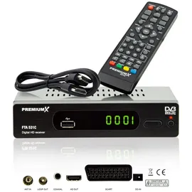 Premium X PremiumX Kabelreceiver DVB-C FTA 531C Digital FullHD SCART HDMI USB Mediaplayer, TV-Receiver Kabel-Fernsehen