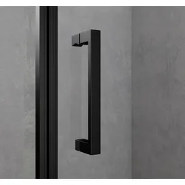SoGood doporro Eck-Duschkabine 90x100x195cm Eckdusche in schwarz mit Hebe- und Senkmechanismus ESG-Sicherheitsglas Klarglas inkl. beidseitiger Easy-Clean-Beschichtung Ravenna36-plus