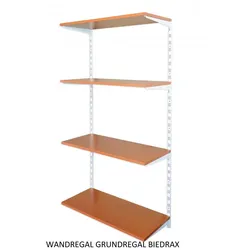 Biedrax Wandregal - Grundregal 20 x 80 x 150 cm, Farbe weiss - 4 Fachboden Kirsche