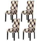 Vivi Idee Stuhlbezug Stuhlhussen 4/6er Set Spannbezug für Esszimmerstühle Schwingstuhl, Elastische Waschbar Hochzeit Büro Partys Deko beige