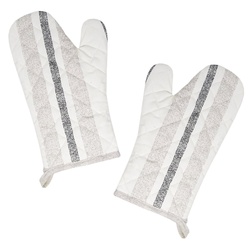 Lashuma Topfhandschuhe Rustik, (Set, 2-tlg), Moderne Backhandschuhe, Küchenhandschuhe 30x20 cm beige|grau