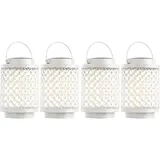 Nowa Solarleuchte Hängelampe Solarlampen für Außen Gartendeko Laterne orientalische, Metall weiß, orientalisch, LED, DxH 13x18 cm, 4er Set