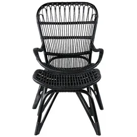 VCM Loungesessel Ella 65 x 76 x 98 cm Schwarz mit Fußhocker