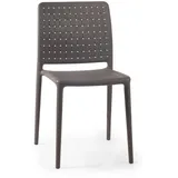 PAPATYA Fame-S 1er-Set Designer- Kunststoffstuhl, 200 kg belastbar, Leichter stapelbar Gartenstuhl, wetterfester Balkonstuhl, Terrassenstuhl, Hotelstühle, Restaurantstühle, Stapelstuhl (Grau-braun)