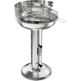 Holzkohlegrill Aus Edelstahl, 40 X 40 X 69 Cm Säulengrill, Höhenverstellbar, Mit Verchromtem Grillrost, Ascheschale Und Belüftung, Für Den Außenbereich, Camping Und Grillen