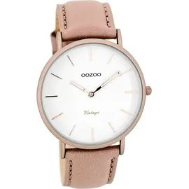 Oozoo Quarz-Uhr Damen pinkgrau Vintage Series 40mm Lederarmband beige UOC7738