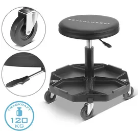 STAHLWERK Werkstatthocker WRH-57 ST Schwarz mit 120 kg Tragkraft Werkstattsitz -