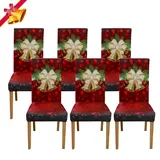 Jaotto Stuhlhussen Weihnachten 6er Set Universal,Stuhlhusse Stretch Moderne,Stuhlhussen Schwingstühle Elastische Langlebig Stuhlhussen für Feiertagsdekoration Weihnachten(Glöckchen,6 Stück)