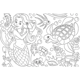 Queence Wandsticker QUEENCE "Meerjungfrauen Unterwasserwelt", weiß, B:90cm H:60cm, Vinyl, Wandtattoos, DIY-Wandsticker zum Bemalen