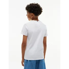 Tommy Hilfiger T-Shirt TOMMY HILFIGER, Jungen, Gr. 3 (98), weiß, Single Jersey, Obermaterial: 100% Baumwolle, unifarben, regular fit normal, Rundhals, abgesteppte Kante, Shirts T-Shirt, Rundhalsausschnitt, Regula Fit, reine Baumwolle, Kinder bis 16 Jahre