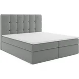 MR GROUP Boxspringbett mit Bettkasten, KAROLINA, 160x200, hellgrau H3, geflechtes Stoff, Polsterbett Matratze, Topper Doppelbett Bett für Schlafzi... - Grau/Hellgrau