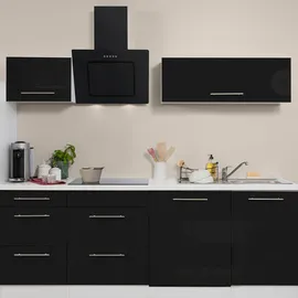 Respekta Küchenzeile Premium 280 cm Schwarz Hochglanz-Weiß