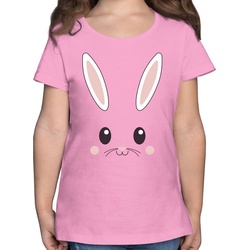 Shirtracer T-Shirt Süßes Hasen-Gesicht – Geschenk Ostern – Mädchen Kinder T-Shirt 5 jahre tshirt mädchen – oster t shirt kinder – hasen t-shirt rosa 116 (5/6 Jahre)