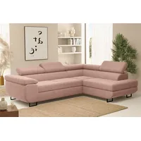 Fun Möbel Ecksofa Sofa mit Schlaffunktion METZ Stoff Poso Altrosa Ottomane Rechts