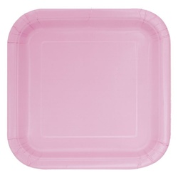 14 eckige Teller rosa