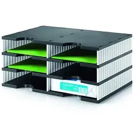 Styro Sortierstation styrodoc duo black & white schwarz/weiß mit 6 Fächer