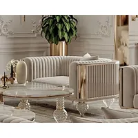 Casa Padrino Luxus Art Deco Sessel Grau / Gold
