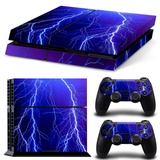 DOTBUY PS4 Skin Aufkleber Sticker Design Folie schützende Haut Schale für Sony Playstation 4 Konsole und 2 Dualshock Controller (Violet Lightning)