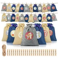 LuxusKollektion befüllbarer Adventskalender Adventskalender 24 Stück Säckchen Zahlen Befüllen Groß Polycotton(B)