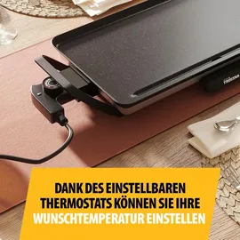 Tristar Slim M – Großzügige Backfläche von 46 x 26 cm – Antihaftbeschichtung – Abnehmbare Cool-Touch Griffe – Einstellbarer Thermostat – Leicht zu reinigen – BP-2667 Tischgrill Silber, Schwarz