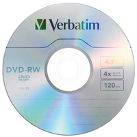 Verbatim DVD-RW 4,7 GB 4 x Marken 1 Stück Jewelcase 4,7 GB DVD-RW 1 Stück (S) - Rohlinge DVDs (4,7 GB, DVD-RW, 1 PC (S), 120 min, 120 mm, Jewelcase)