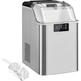 Homcom Eiswürfelmaschine, Ice Maker Edelstahl 24 Eiswürfel in 6-15 Min., 20kg/24h, 2,1L Wassertank, Selbstreinigend Eiswürfelbereiter mit Eissch... - Silber