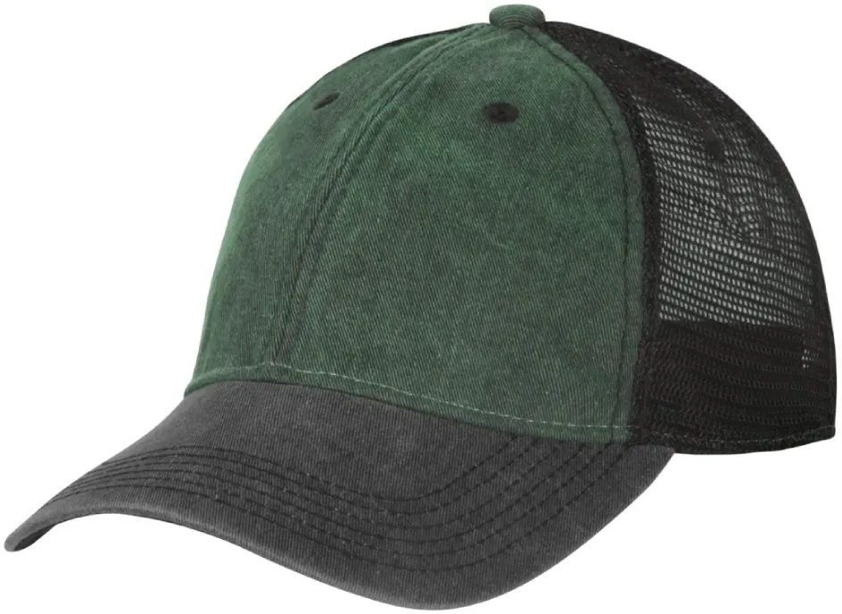 Helikon Plain Trucker Cap - Washed Cotton - Washed Dark Green / Washed Black C One Size CZ-PTC-CW-1F