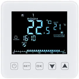 Revolt Wand-Thermostat für Fußbodenheizung LCD Touch-Tasten programmierbar