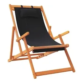 vidaXL Strandstuhl Klappbar Schwarz