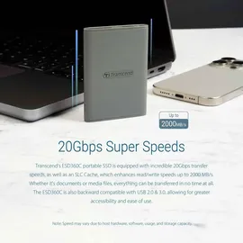 Transcend ESD360C 2 TB USB-C 20 Gbit/s Grau TS2TESD360C