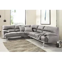 TRENDMANUFAKTUR Ecksofa "Cecilia II, in italienischen Design, bequem, hoher Sitzkomfort, L-Form", silber, B:280cm H:87cm T:240cm, Microfaser Vintage (100% Polyester);Struktur (100% Polyester);Struktur fein (100% Polyester), Sofas, Ecksofa, extrabreite Armlehnen für noch