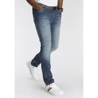 delmao Stretch-Jeans ""Reed"", Herren, Gr. 33, Länge 34, blau (blau used 34), Obermaterial: 82% Baumwolle, 16% Polyester, 2% Elasthan, Basic, normal lang, Jeans, gerader Beinschnitt, Used-Look-Waschung, niedrige Leibhöhe