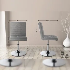 CLP 2er Set Esszimmerstuhl Elvas Stoff I Höhenverstellbar Und 360 Grad Drehbar, Mit Bodenschonern I Wohnzimmerstuhl Mit Gestell In Chromoptik