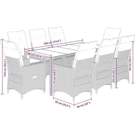 vidaXL Garten-Essgruppe 9-tlg. Grau