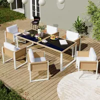 Okwish Gartenlounge-Set 7-tlg. Braun