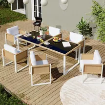 Okwish Gartenlounge-Set 7-tlg. Braun