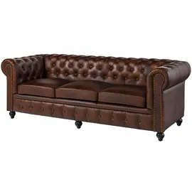 Massivmoebel24 Sofa Leder 3-Sitzer Braun