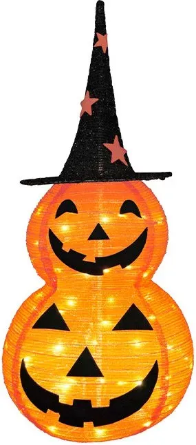 Halloween Kürbis mit Hut, faltbar, 90cm