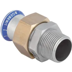 Geberit Übergangsverschraubung mit Außengewinde Mapress 42 mm x R 1 1/2, mit Außengewinde, Edelstahl 35339